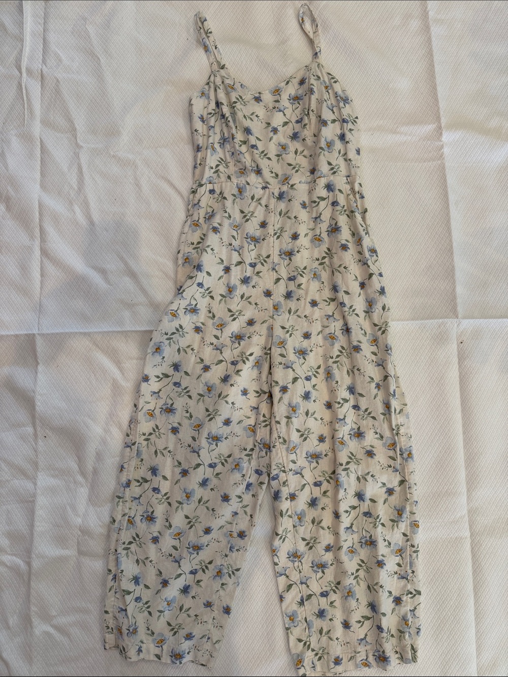 Old Navy Cream Floral Spaghetti-Strap Jumpsuit